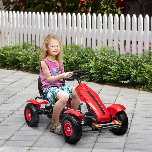 Kids Pedal Go Kart with Adjustable Seat, Rubber Wheels, Red - product image 2