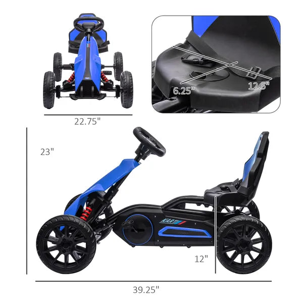 Aosom Kids Pedal Go Kart with Adjustable Seat Swing Axle Blue Outdoor Ride-on Toy - product image 3
