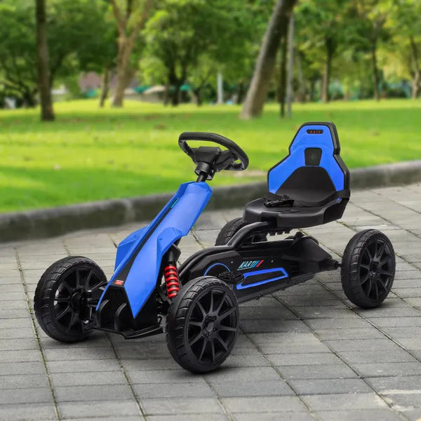 Aosom Kids Pedal Go Kart with Adjustable Seat Swing Axle Blue Outdoor Ride-on Toy - product image 10