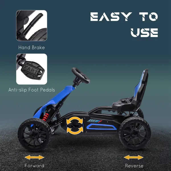 Aosom Kids Pedal Go Kart with Adjustable Seat Swing Axle Blue Outdoor Ride-on Toy - product image 5