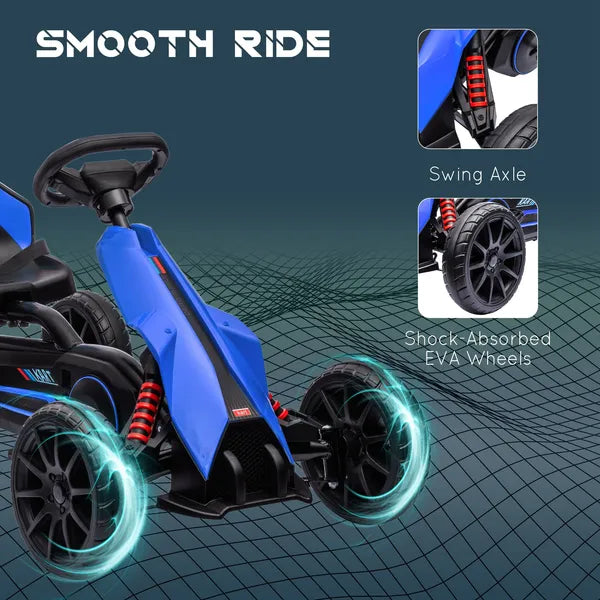 Aosom Kids Pedal Go Kart with Adjustable Seat Swing Axle Blue Outdoor Ride-on Toy - product image 6
