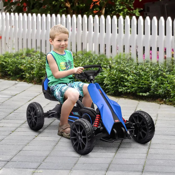 Aosom Kids Pedal Go Kart with Adjustable Seat Swing Axle Blue Outdoor Ride-on Toy - product image 2