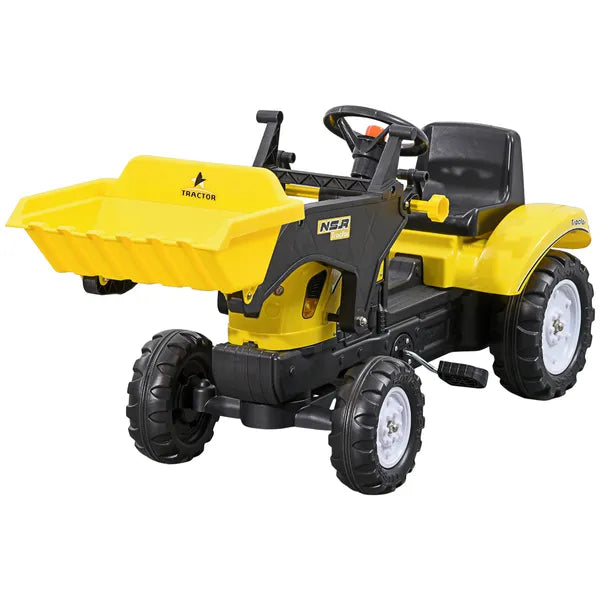 Kids Pedal Go Kart with Front Loader Digger, Bright Yellow, Outdoor Play Toy for Ages 3+ - product image 1
