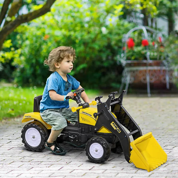 Kids Pedal Go Kart with Front Loader Digger, Bright Yellow, Outdoor Play Toy for Ages 3+ - product image 2