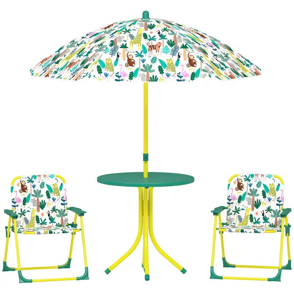 Kids Picnic Table, Kids Table and Chair Set with 2 Folding Chairs and Umbrella for Backyard, Garden, Patio, Green - product image 11