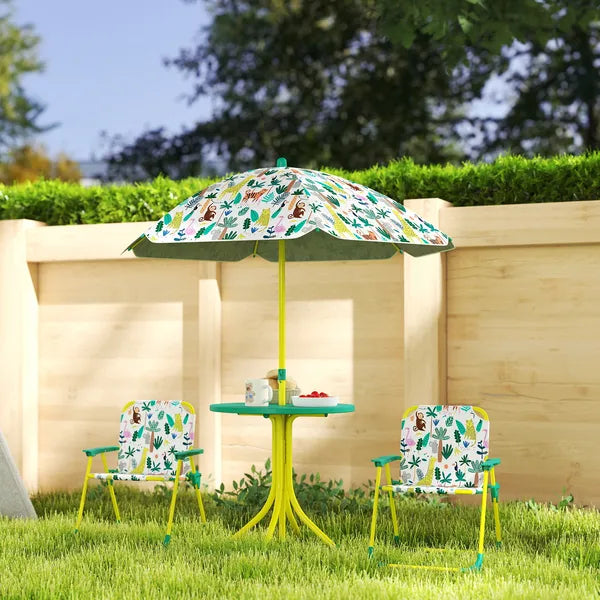 Kids Picnic Table, Kids Table and Chair Set with 2 Folding Chairs and Umbrella for Backyard, Garden, Patio, Green - product image 10