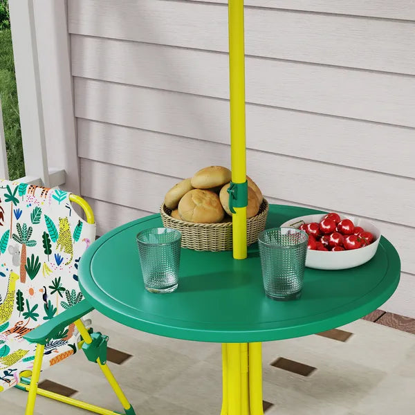 Kids Picnic Table, Kids Table and Chair Set with 2 Folding Chairs and Umbrella for Backyard, Garden, Patio, Green - product image 8