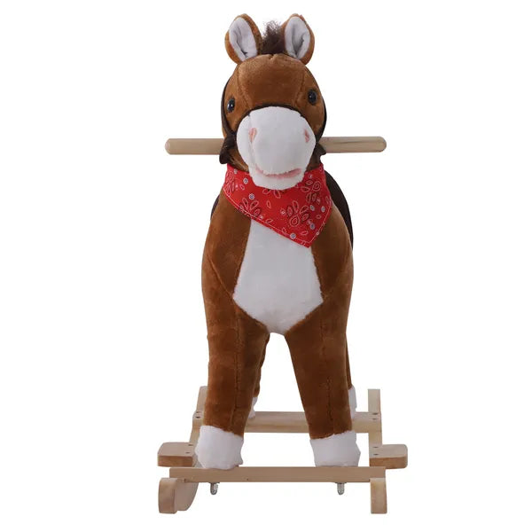 Kids Plush Rocking Horse, Realistic Sounds, Red Scarf, Brown, for 3 Years - product image 8