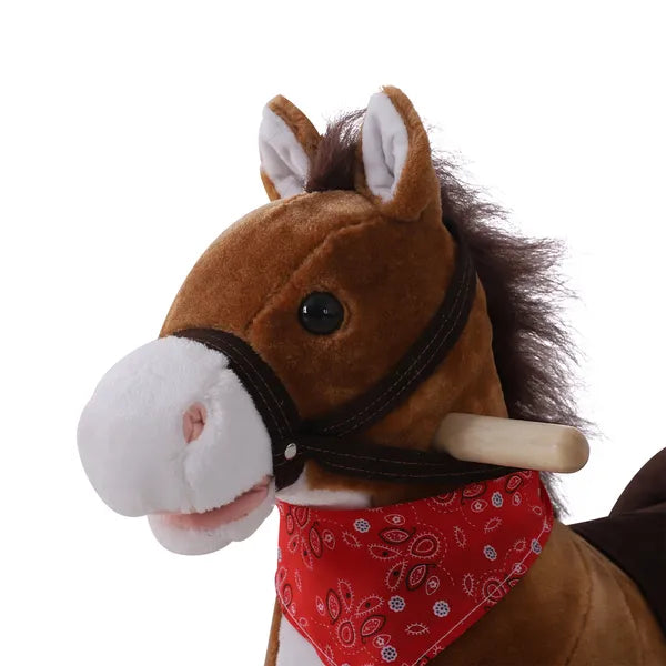 Kids Plush Rocking Horse, Realistic Sounds, Red Scarf, Brown, for 3 Years - product image 9