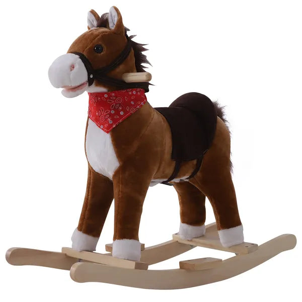 Kids Plush Rocking Horse, Realistic Sounds, Red Scarf, Brown, for 3 Years - product image 11