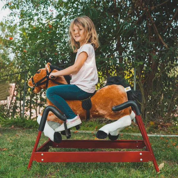 Kids Plush Rocking Horse Toy, Toddler Spring Rocker Rocking Horse With Realistic Sounds, for Children 3+ Years Old, Brown - product image 14