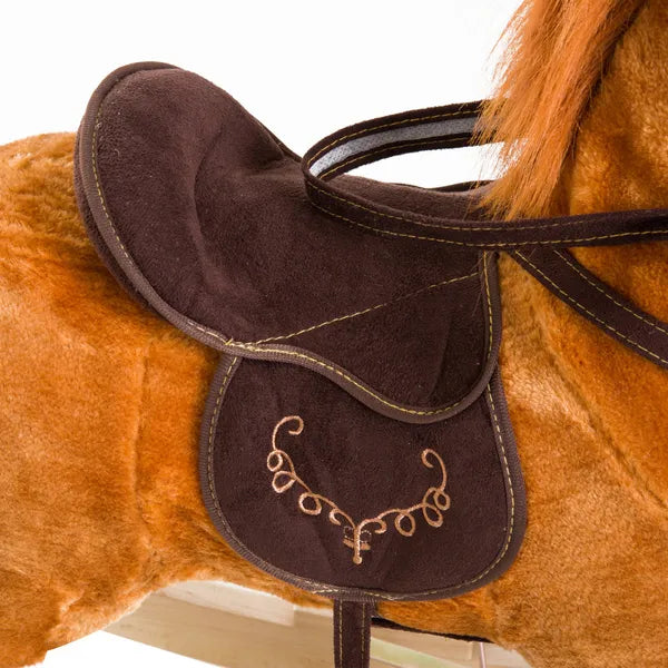 Kids Plush Rocking Horse, Wooden, Realistic Sounds, Moving Tail, Brown, Interactive Fun for Toddlers - product image 13