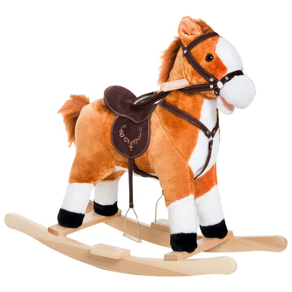 Kids Plush Rocking Horse, Wooden, Realistic Sounds, Moving Tail, Brown, Interactive Fun for Toddlers - product image 9