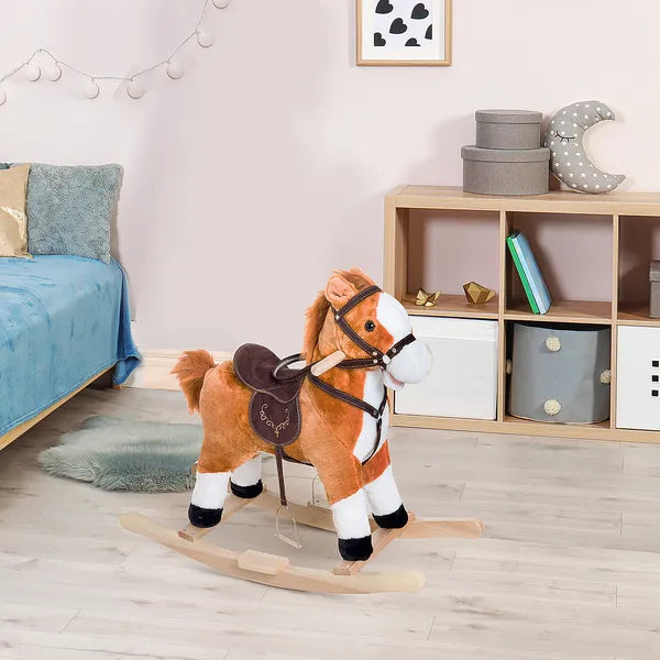 Kids Plush Rocking Horse, Wooden, Realistic Sounds, Moving Tail, Brown, Interactive Fun for Toddlers - product image 8