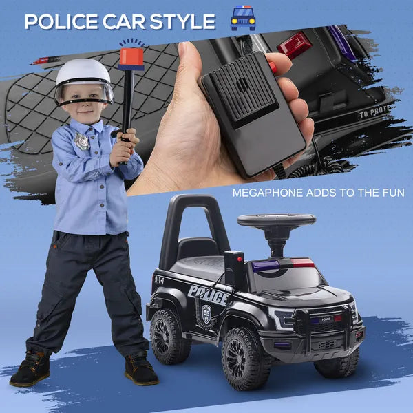 Kids Police Ride-On Push Car with Megaphone and Hidden Storage Black Ages 18-60 Months - product image 4