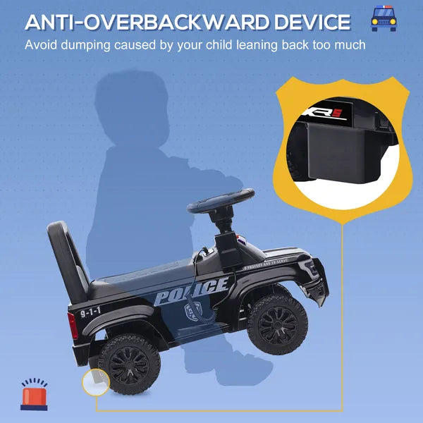 Kids Police Ride-On Push Car with Megaphone and Hidden Storage Black Ages 18-60 Months - product image 6