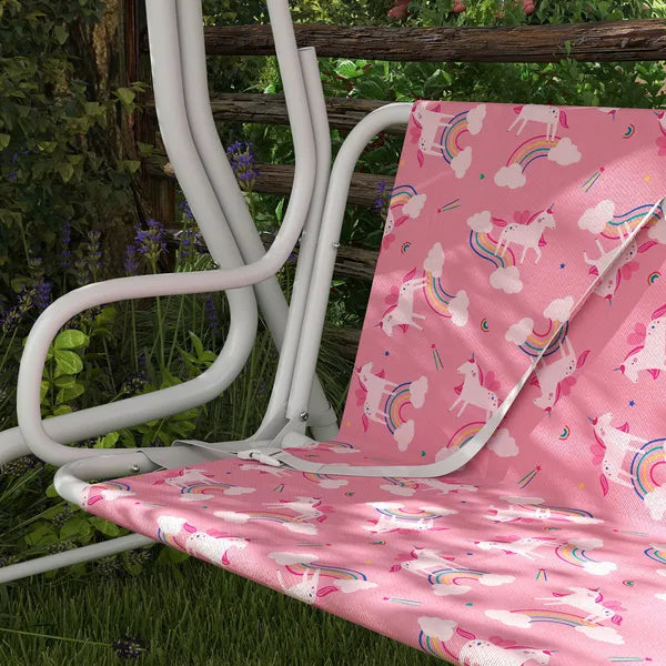 Kids Porch Swing, 2-Seater Patio Swing Bench with Safety Belts, Adjustable Canopy for Backyard, Garden, Pink - product image 7