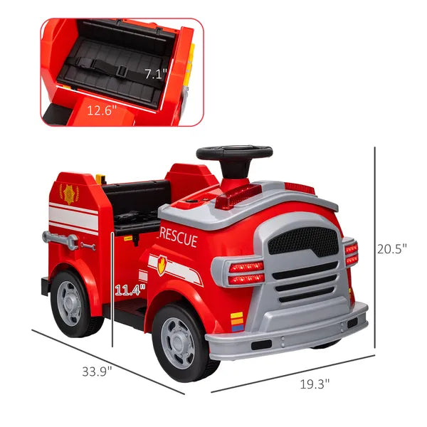 Qaba Kids Power Wheels Car, 12V Battery Powered Toddler Car with Siren, Flashing Lights Fire Extinguisher and Horn Music for Ages 3-5 - product image 3