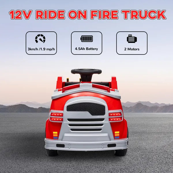 Qaba Kids Power Wheels Car, 12V Battery Powered Toddler Car with Siren, Flashing Lights Fire Extinguisher and Horn Music for Ages 3-5 - product image 7