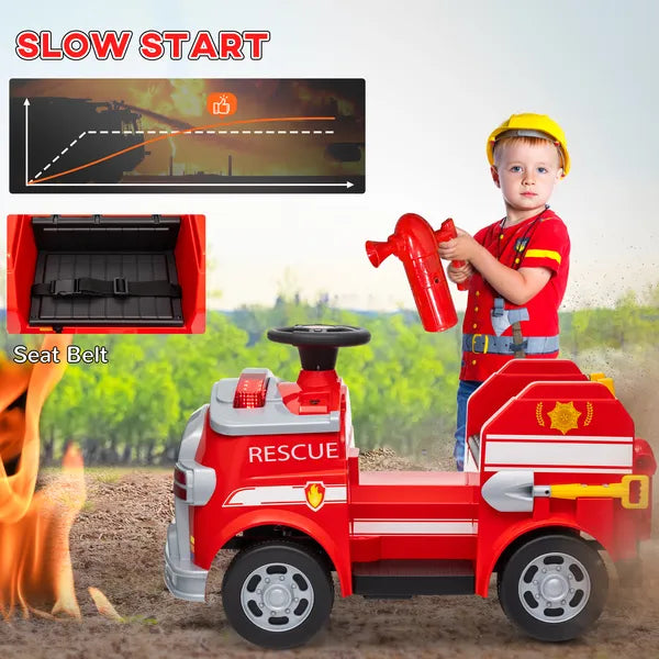Qaba Kids Power Wheels Car, 12V Battery Powered Toddler Car with Siren, Flashing Lights Fire Extinguisher and Horn Music for Ages 3-5 - product image 6