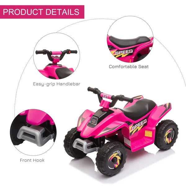 Aosom Kids Ride-On ATV 6V Four Wheeler Battery Operated Car with Forward Reverse Switch for Toddlers Pink - product image 6
