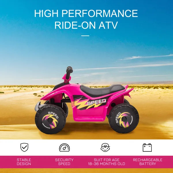 Aosom Kids Ride-On ATV 6V Four Wheeler Battery Operated Car with Forward Reverse Switch for Toddlers Pink - product image 4