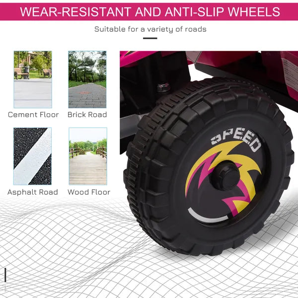 Aosom Kids Ride-On ATV 6V Four Wheeler Battery Operated Car with Forward Reverse Switch for Toddlers Pink - product image 7