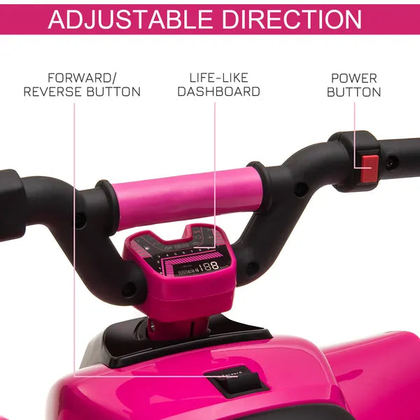 Aosom Kids Ride-On ATV 6V Four Wheeler Battery Operated Car with Forward Reverse Switch for Toddlers Pink - product image 5