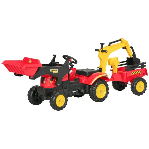 Aosom Kids Ride On Excavator Toy Pedal Powered Digger with 6 Wheels Detachable Trailer Controllable Bucket for Ages 3-6 - product image 11