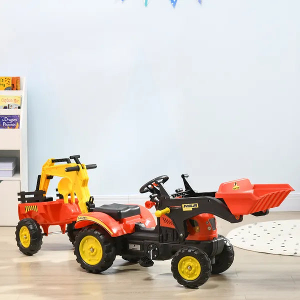 Aosom Kids Ride On Excavator Toy Pedal Powered Digger with 6 Wheels Detachable Trailer Controllable Bucket for Ages 3-6 - product image 10