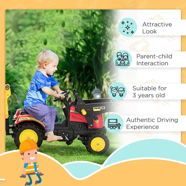 Aosom Kids Ride On Excavator Toy Pedal Powered Digger with 6 Wheels Detachable Trailer Controllable Bucket for Ages 3-6 - product image 5