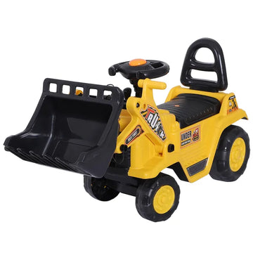 Kids Ride On Excavator Toy, Yellow Pull Cart Bulldozer with Bucket, Horn, Steering Wheel, for Toddler Fun - product image 1