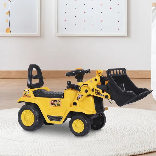 Kids Ride On Excavator Toy, Yellow Pull Cart Bulldozer with Bucket, Horn, Steering Wheel, for Toddler Fun - product image 7