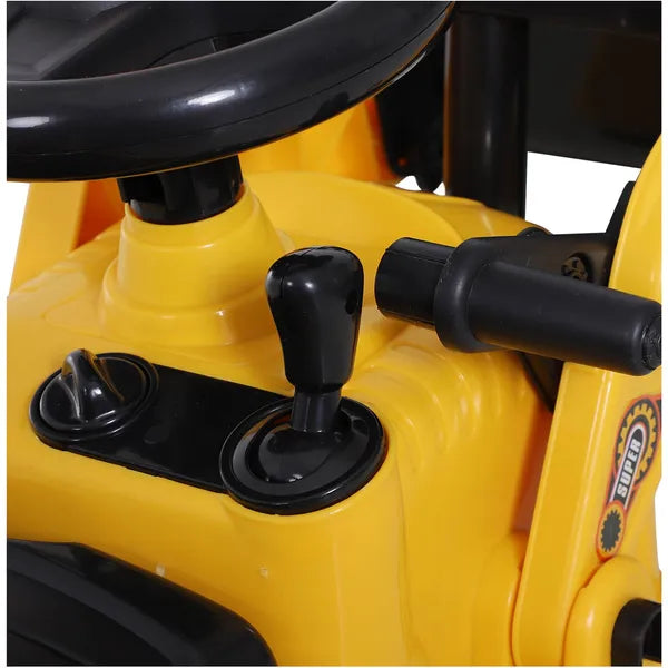 Kids Ride On Excavator Toy, Yellow Pull Cart Bulldozer with Bucket, Horn, Steering Wheel, for Toddler Fun - product image 8