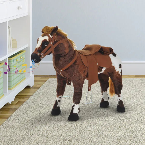 Qaba Kids Ride On Horse for Toddlers 3-5, with Realistic Sound, Stuffed Animal Horse Toy for Kids with Padding, Soft Feel, Brown - product image 10