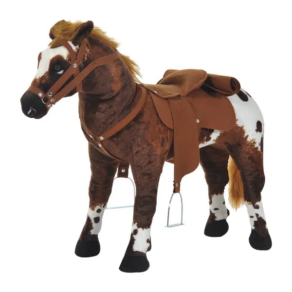 Qaba Kids Ride On Horse for Toddlers 3-5, with Realistic Sound, Stuffed Animal Horse Toy for Kids with Padding, Soft Feel, Brown - product image 1