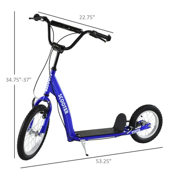 Aosom Kids Kick Scooter with Adjustable Handlebar Dual Brakes and Inflatable Wheels Blue Ages 5+ - product image 3