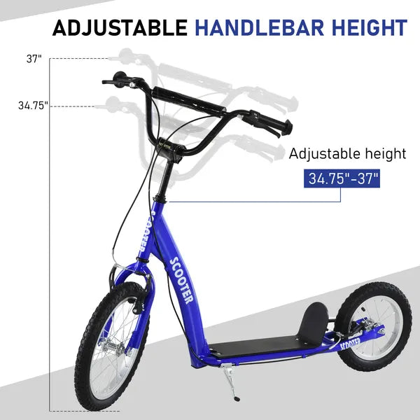 Aosom Kids Kick Scooter with Adjustable Handlebar Dual Brakes and Inflatable Wheels Blue Ages 5+ - product image 5