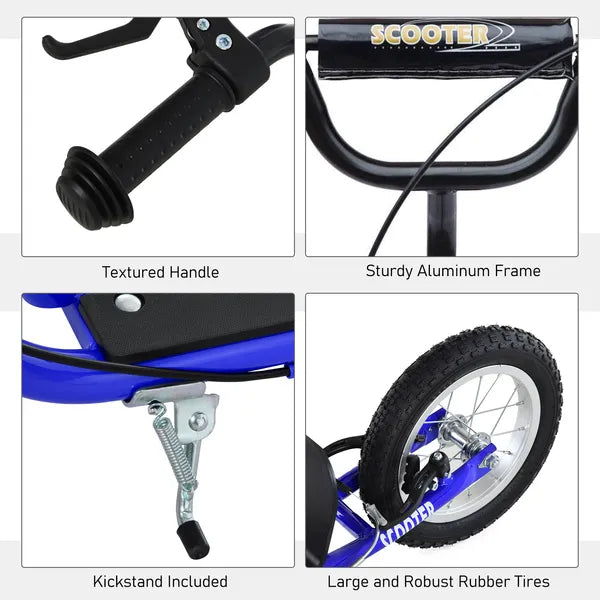 Aosom Kids Kick Scooter with Adjustable Handlebar Dual Brakes and Inflatable Wheels Blue Ages 5+ - product image 7