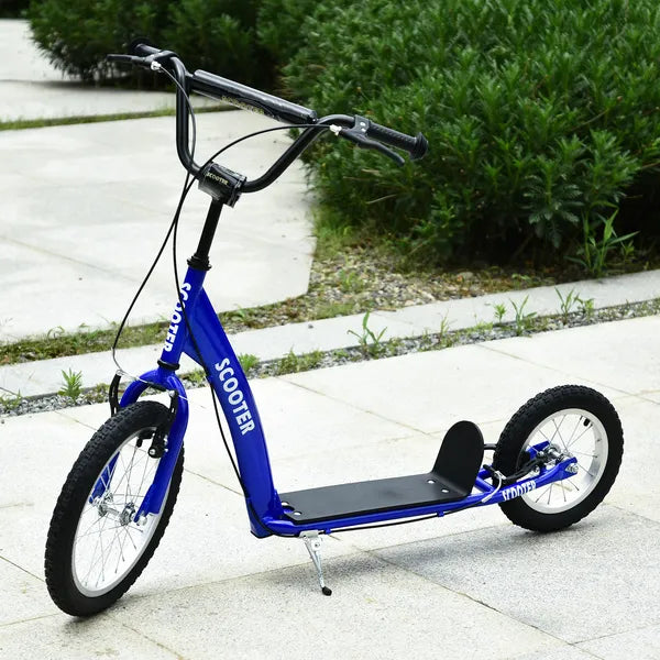Aosom Kids Kick Scooter with Adjustable Handlebar Dual Brakes and Inflatable Wheels Blue Ages 5+ - product image 2