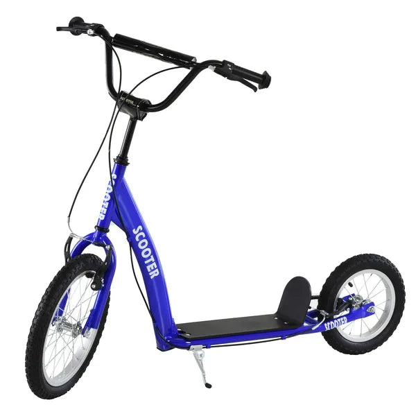 Aosom Kids Kick Scooter with Adjustable Handlebar Dual Brakes and Inflatable Wheels Blue Ages 5+ - product image 1