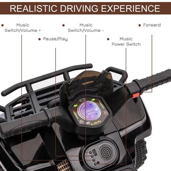 Kids Ride On Motorcycle 6V Battery Powered with Headlights Music Black for 18-36 Months - product image 6