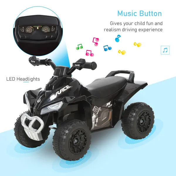 Aosom Kids Ride On Push Car 4 Wheels Music Light Foot-to-Floor Black for 18-36 Months - product image 4