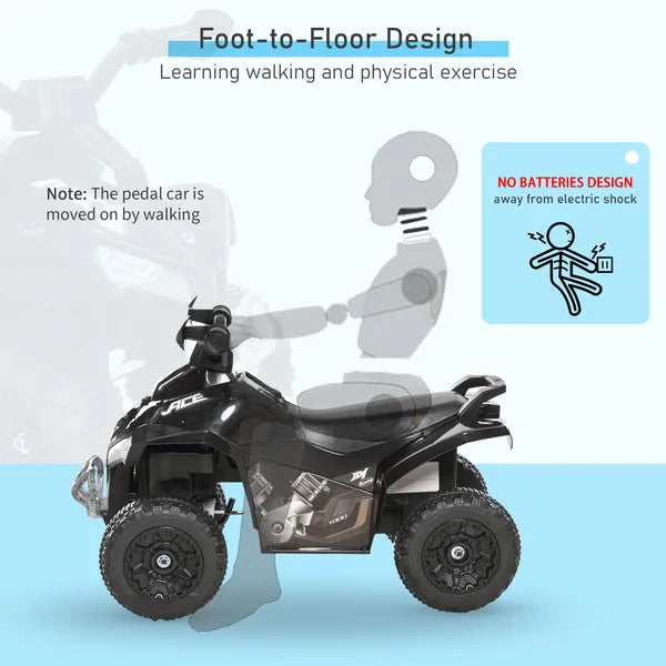 Aosom Kids Ride On Push Car 4 Wheels Music Light Foot-to-Floor Black for 18-36 Months - product image 6