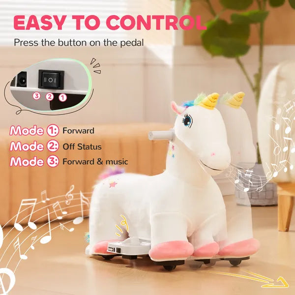 Kids Ride on Unicorn, 6V Battery Powered Electric Ride on Animal Toy w/ Music Forward, Foot Pedal for Aged 18-36 Months - product image 6