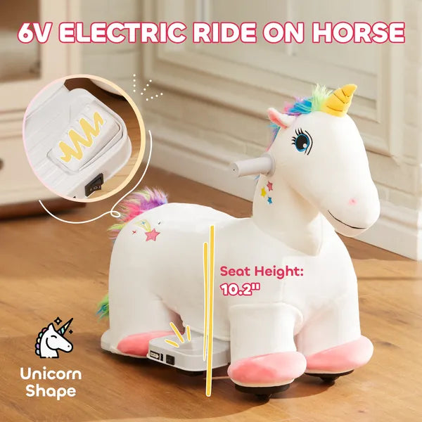 Kids Ride on Unicorn, 6V Battery Powered Electric Ride on Animal Toy w/ Music Forward, Foot Pedal for Aged 18-36 Months - product image 4