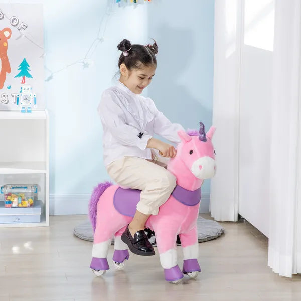 Kids Ride On Unicorn Walking Horse, Mechanical Pony Toy with Wheels, Gift for 3-6 Years Girls Boys, Pink - product image 2