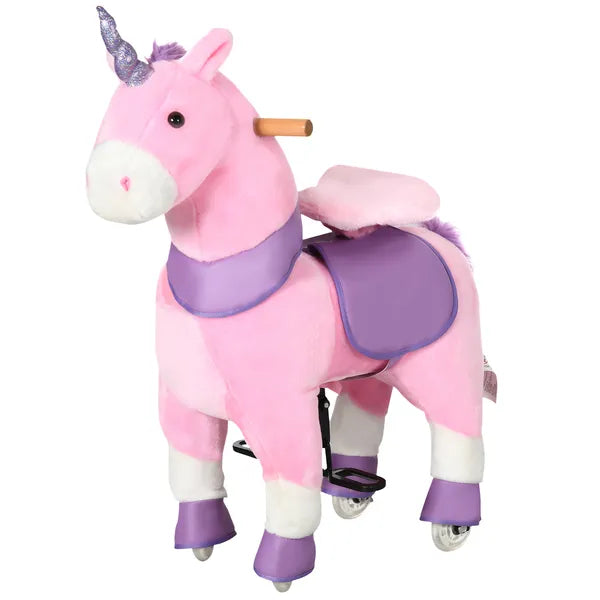 Kids Ride On Unicorn Walking Horse, Mechanical Pony Toy with Wheels, Gift for 3-6 Years Girls Boys, Pink - product image 11