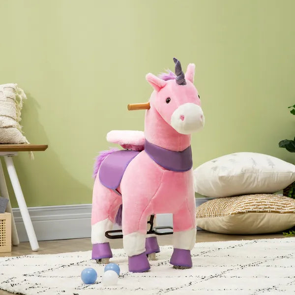 Kids Ride On Unicorn Walking Horse, Mechanical Pony Toy with Wheels, Gift for 3-6 Years Girls Boys, Pink - product image 10