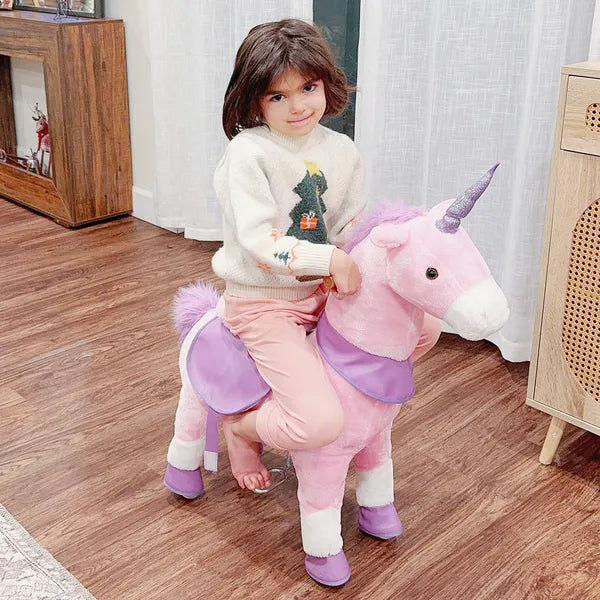 Kids Ride On Unicorn Walking Horse, Mechanical Pony Toy with Wheels, Gift for 3-6 Years Girls Boys, Pink - product image 9